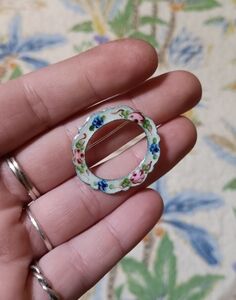 Sterling silver hand painted Brooch